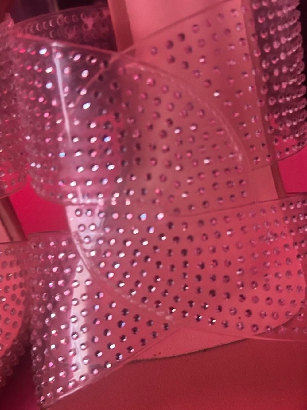 bebe Pink Rhinestone Slide Mules - Picture 3 of 5